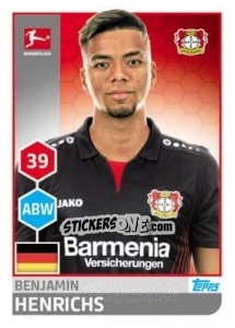 Sticker Benjamin Henrichs - German Football Bundesliga 2017-2018 n. 171 - Topps