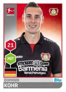 Cromo Dominik Kohr - German Football Bundesliga 2017-2018 - Topps
