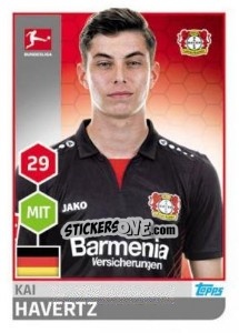 Sticker Kai Havertz - German Football Bundesliga 2017-2018 n. 180 - Topps