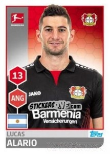 Sticker Lucas Alario - German Football Bundesliga 2017-2018 - Topps
