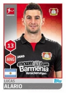 Sticker Lucas Alario - German Football Bundesliga 2017-2018 n. 181 - Topps