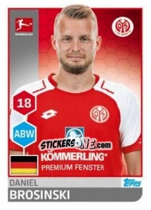 Sticker Daniel Brosinski - German Football Bundesliga 2017-2018 n. 189 - Topps