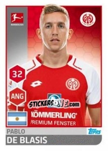 Sticker Pablo De Blasis - German Football Bundesliga 2017-2018 n. 197 - Topps