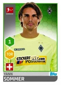 Sticker Yann Sommer - German Football Bundesliga 2017-2018 n. 199 - Topps
