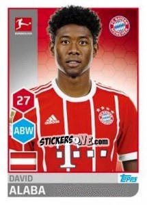 Sticker David Alaba - German Football Bundesliga 2017-2018 n. 216 - Topps