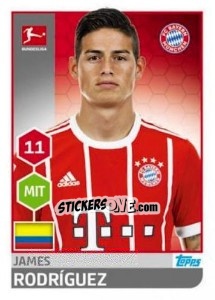 Sticker James Rodriguez - German Football Bundesliga 2017-2018 n. 222 - Topps