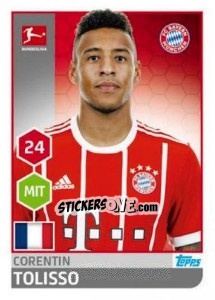 Sticker Corentin Tolisso - German Football Bundesliga 2017-2018 n. 225 - Topps