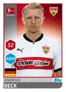 Sticker Andreas Beck - German Football Bundesliga 2017-2018 - Topps