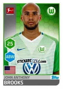 Sticker John Anthony Brooks - German Football Bundesliga 2017-2018 - Topps