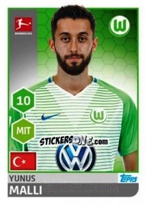 Figurina Yunus Malli - German Football Bundesliga 2017-2018 - Topps