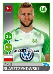 Sticker Jakub Blaszczykowski - German Football Bundesliga 2017-2018 n. 268 - Topps