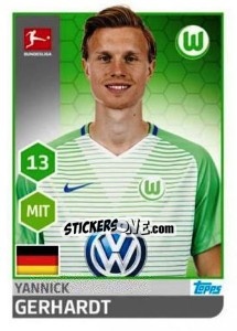 Sticker Yannick Gerhardt - German Football Bundesliga 2017-2018 n. 269 - Topps