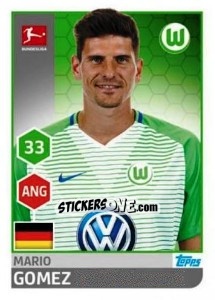 Sticker Mario Gomez - German Football Bundesliga 2017-2018 n. 273 - Topps