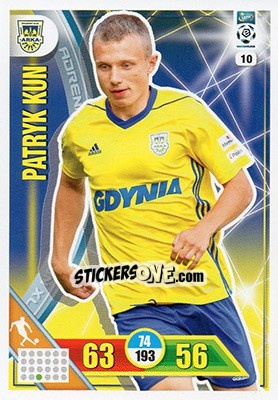 Sticker Patryk Kun - Ekstraklasa 2017-2018. Adrenalyn XL n. 10 - Panini
