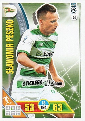 Sticker Sławomir Peszko - Ekstraklasa 2017-2018. Adrenalyn XL n. 104 - Panini
