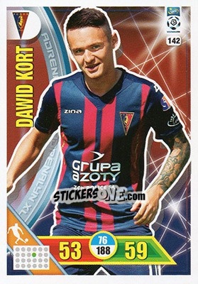 Sticker Dawid Kort - Ekstraklasa 2017-2018. Adrenalyn XL n. 142 - Panini