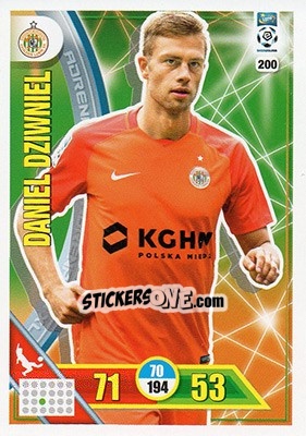 Sticker Daniel Dziwniel - Ekstraklasa 2017-2018. Adrenalyn XL n. 200 - Panini