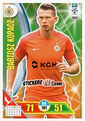 Cromo Bartosz Kopacz - Ekstraklasa 2017-2018. Adrenalyn XL n. 203 - Panini