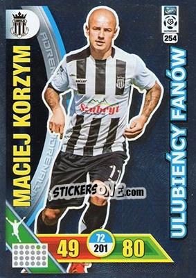 Sticker Maciej Korzym - Ekstraklasa 2017-2018. Adrenalyn XL n. 254 - Panini