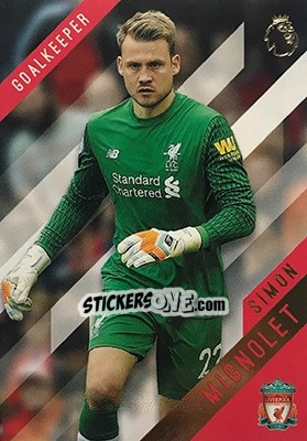 Sticker Simon Mignolet - Premier Gold 2017-2018 n. 68 - Topps