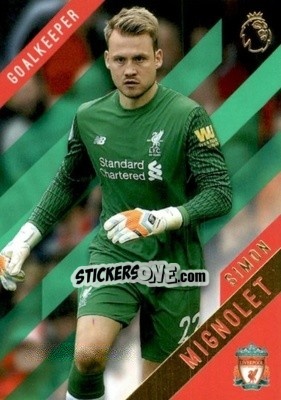 Sticker Simon Mignolet - Premier Gold 2017-2018 n. 68g - Topps