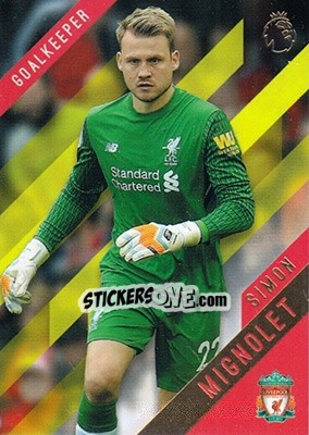 Sticker Simon Mignolet - Premier Gold 2017-2018 n. 68y - Topps