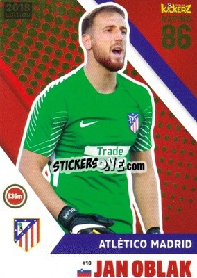 Sticker Jan Oblak - Football Cards 2018 n. 10 - Kickerz