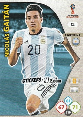 Cromo Nicolás Gaitán - FIFA World Cup 2018 Russia. Adrenalyn XL - Panini