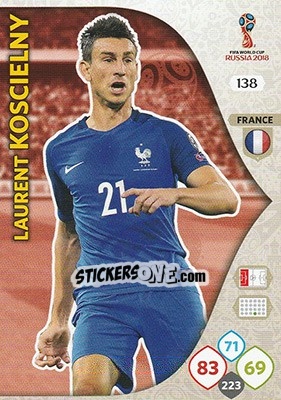Sticker Laurent Koscielny - FIFA World Cup 2018 Russia. Adrenalyn XL - Panini