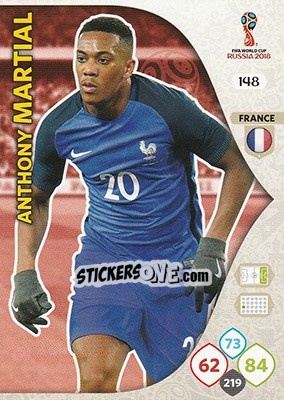 Sticker Anthony Martial - FIFA World Cup 2018 Russia. Adrenalyn XL - Panini