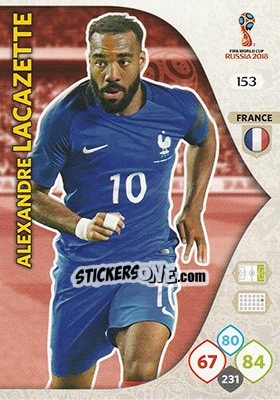 Sticker Alexandre Lacazette - FIFA World Cup 2018 Russia. Adrenalyn XL - Panini
