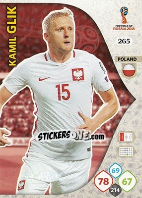 Figurina Kamil Glik - FIFA World Cup 2018 Russia. Adrenalyn XL - Panini