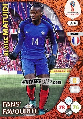 Sticker Blaise Matuidi - FIFA World Cup 2018 Russia. Adrenalyn XL - Panini