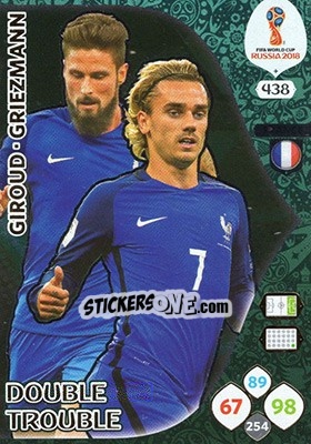 Sticker Olivier Giroud / Antoine Griezmann - FIFA World Cup 2018 Russia. Adrenalyn XL - Panini