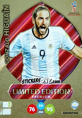 Cromo Gonzalo Higuaín - FIFA World Cup 2018 Russia. Adrenalyn XL - Panini