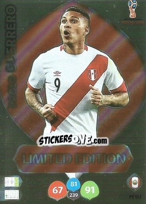 Sticker Paolo Guerrero - FIFA World Cup 2018 Russia. Adrenalyn XL - Panini