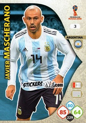 Sticker Javier Mascherano - FIFA World Cup 2018 Russia. Adrenalyn XL - Panini