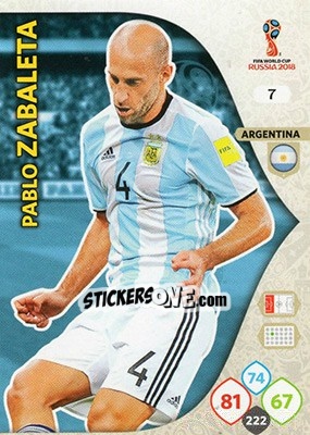 Sticker Pablo Zabaleta - FIFA World Cup 2018 Russia. Adrenalyn XL - Panini