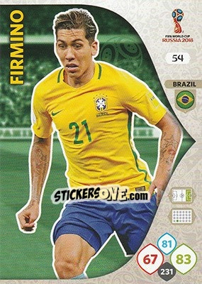 Sticker Roberto Firmino - FIFA World Cup 2018 Russia. Adrenalyn XL - Panini