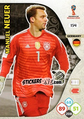 Sticker Manuel Neuer - FIFA World Cup 2018 Russia. Adrenalyn XL - Panini