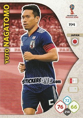 Sticker Yuto Nagatomo - FIFA World Cup 2018 Russia. Adrenalyn XL - Panini