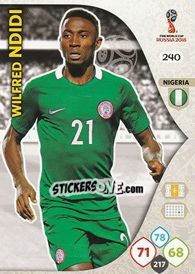 Sticker Wilfred Ndidi - FIFA World Cup 2018 Russia. Adrenalyn XL - Panini