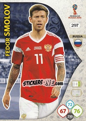 Sticker Fedor Smolov - FIFA World Cup 2018 Russia. Adrenalyn XL - Panini