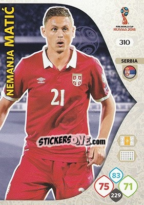 Sticker Nemanja Matic - FIFA World Cup 2018 Russia. Adrenalyn XL - Panini
