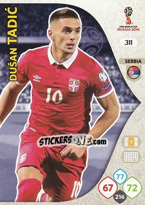 Sticker Dušan Tadic - FIFA World Cup 2018 Russia. Adrenalyn XL - Panini