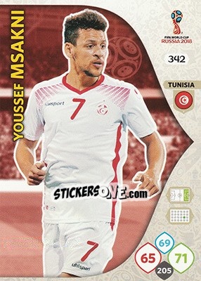Sticker Youssef Msakni - FIFA World Cup 2018 Russia. Adrenalyn XL - Panini
