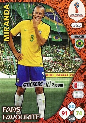 Figurina Miranda - FIFA World Cup 2018 Russia. Adrenalyn XL - Panini