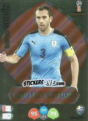 Cromo Diego Godín - FIFA World Cup 2018 Russia. Adrenalyn XL - Panini