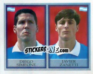 Sticker Diego Simeone / Javier Zanetti - England 1998 - Merlin