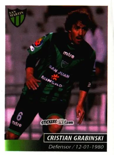 Sticker Cristian Grabinski - Fùtbol Argentino 2011 n. 347 - Panini